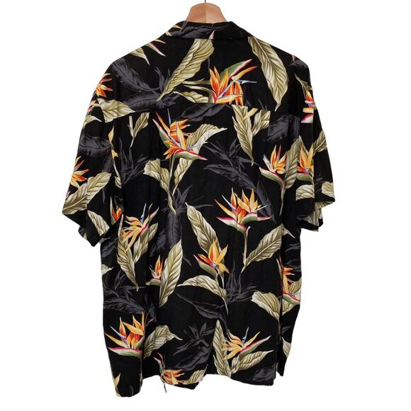 Paradise Found 2X Black Bird of Paradise Hawaiian Shirt Aloha Vintage 1980s - Picture 2 of 9